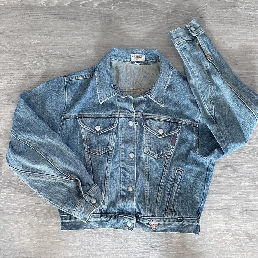 Vintage Guess Jeans Denim Jacket Medium Wash 2nd Freedom Graphic Womens M 90s - Picture 5 of 11